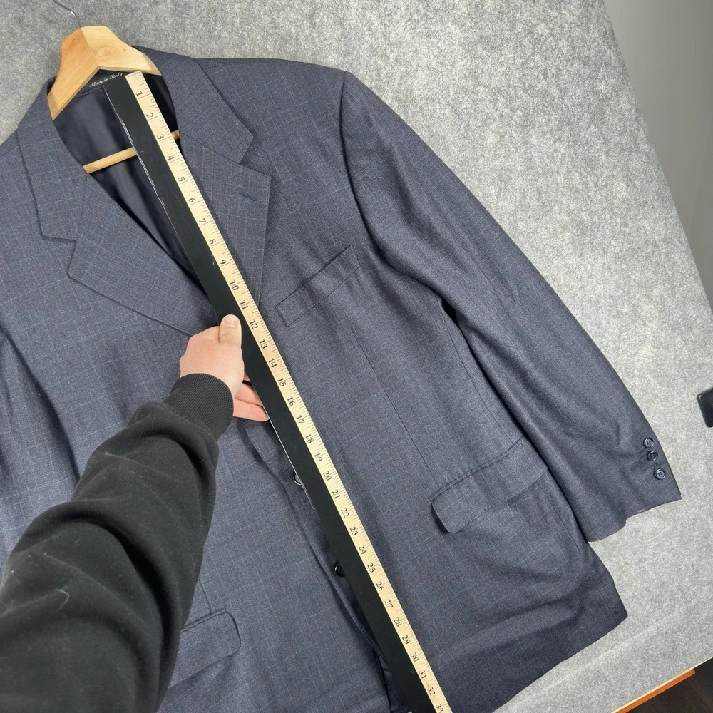 Canali Suit Jacket Mens 48‎ (58 Italy) Gray Check Super 120s Wool Made Italy